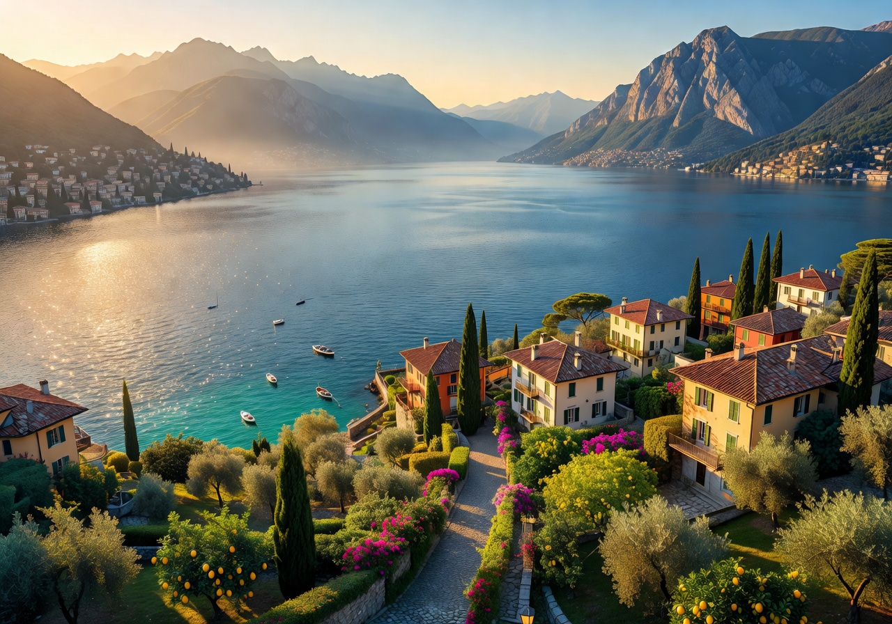 Lake Como stunning panoramic view from Grand Hotel Tremezzo